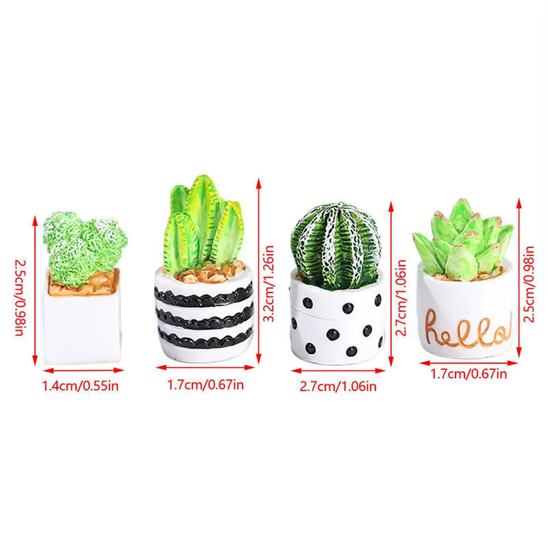 1:12 Dollhouse Miniature Succulent Cactus Potted Plants Set Dollhouse Miniature Decor Qst