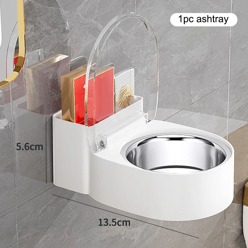 Wall-Mounted Bathroom Ashtray with Lid – Quirky Toilet Design Wall-Mounted Ashtray Qst B