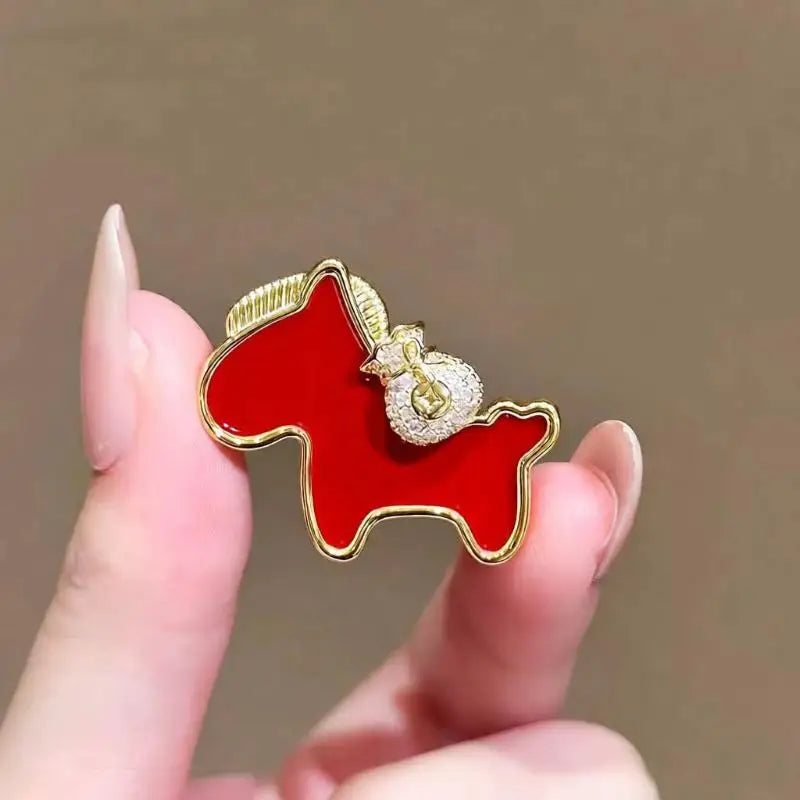 Zodiac Horse Brooch – Dripping Oil Enamel Pony Lapel Pin Enamel Lapel Pin Qme style 4