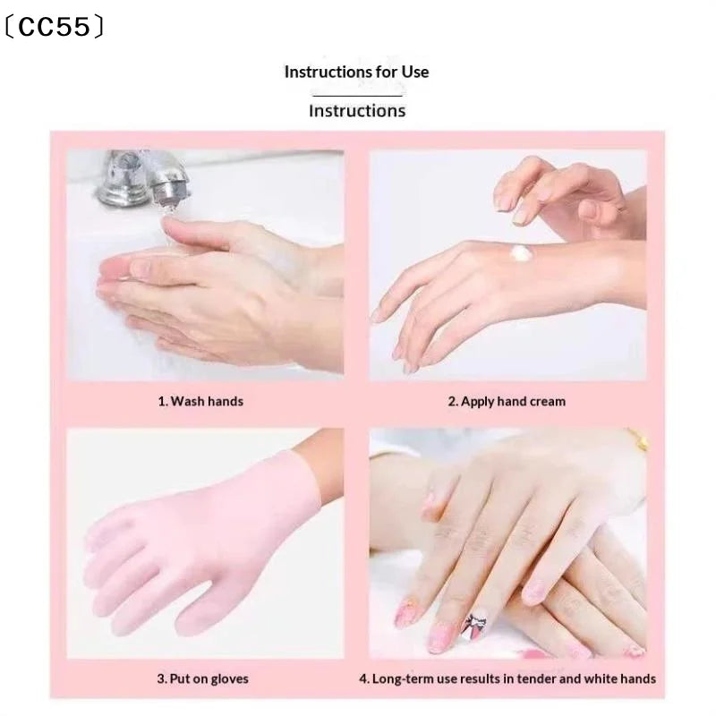 Silicone Moisture Socks & Gloves Set – 4-Pc Non-Slip Reusable Moisturizing Gloves Set Qst