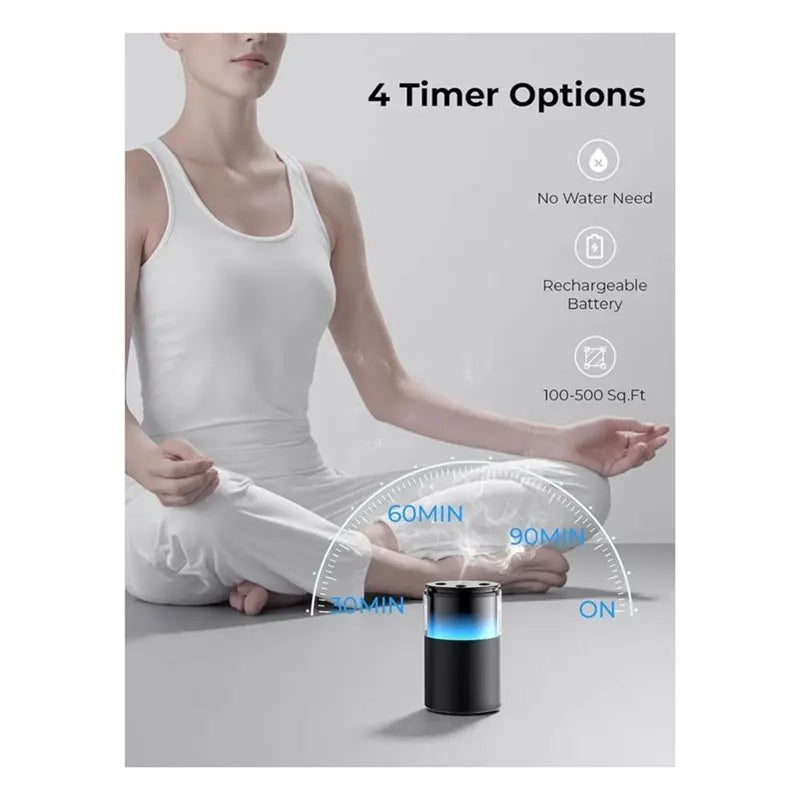 B15C Waterless Essential Oil Diffuser – 9 LED Colors, Mini & Portable Essential Oil Diffuser Qst