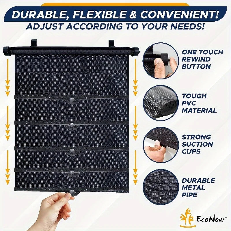 Retractable Car Sunshade | UV-Blocking, Easy Install Car Sunshade Qme