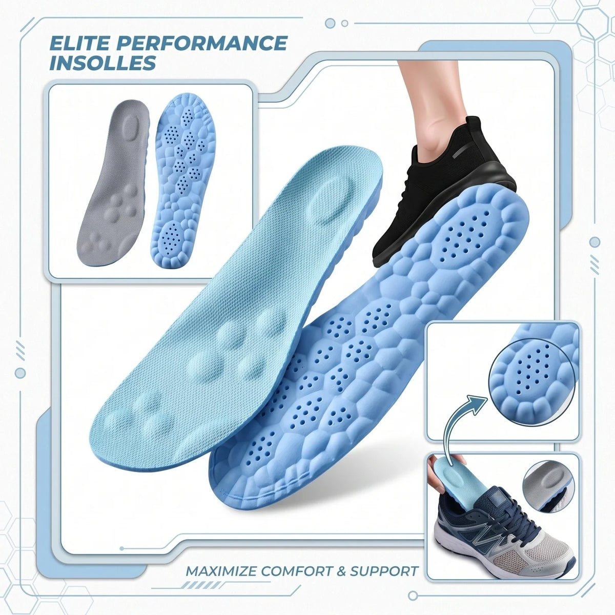 Arch Support Insoles for Flat Feet – Running & Daily Wear Shoe Insoles Qme