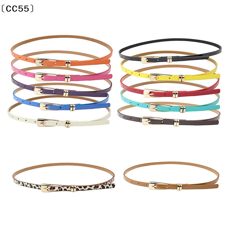 Women's Skinny Candy Color PU Waist Belt – 12 Colors Women's Fashion Belt Qst