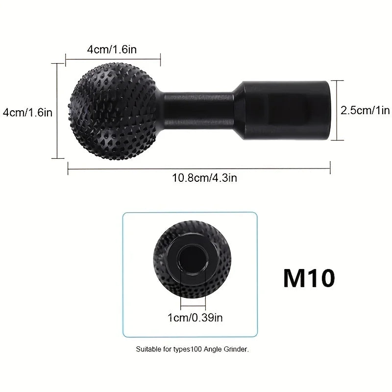 Spherical Spindle Wood Carving Polishing Bit for Angle Grinder Grinder Carving Bit Qme 10MM