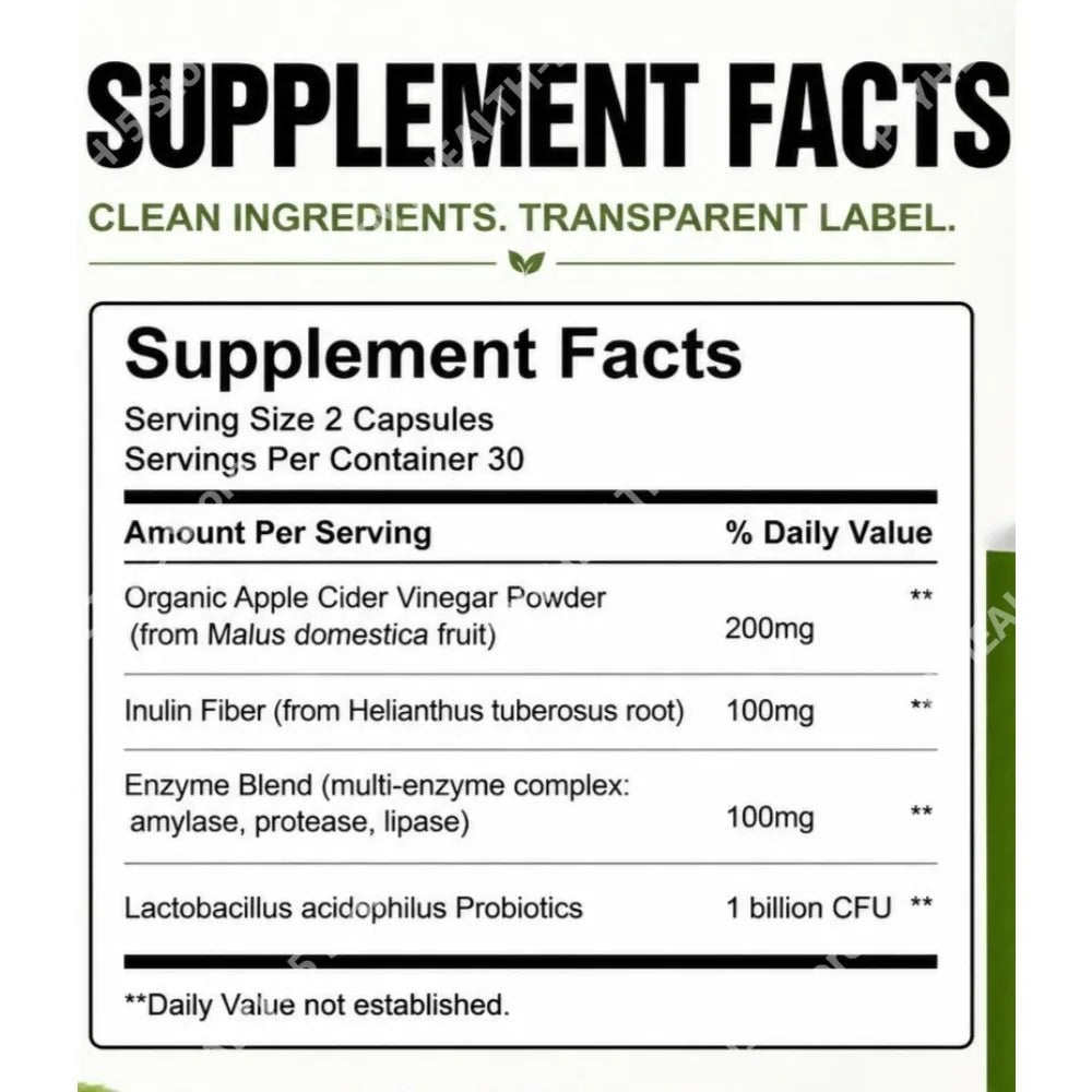 Gut Lining Support Capsules – ACV, Probiotics & Enzymes 60ct Digestive Supplement Qst