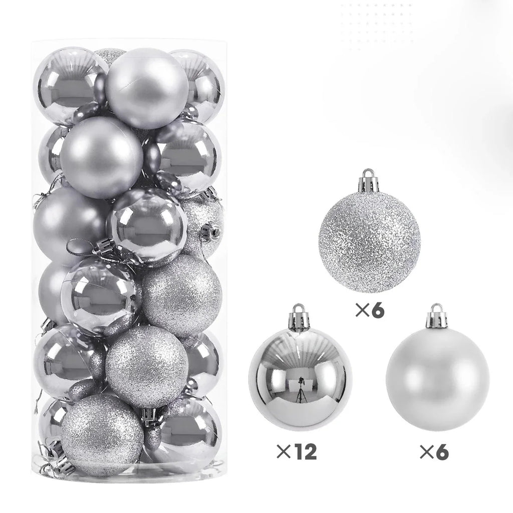 Christmas Ball Ornaments – Hanging Xmas Tree Decorations 3cm Christmas Tree Ornaments Qme Silver