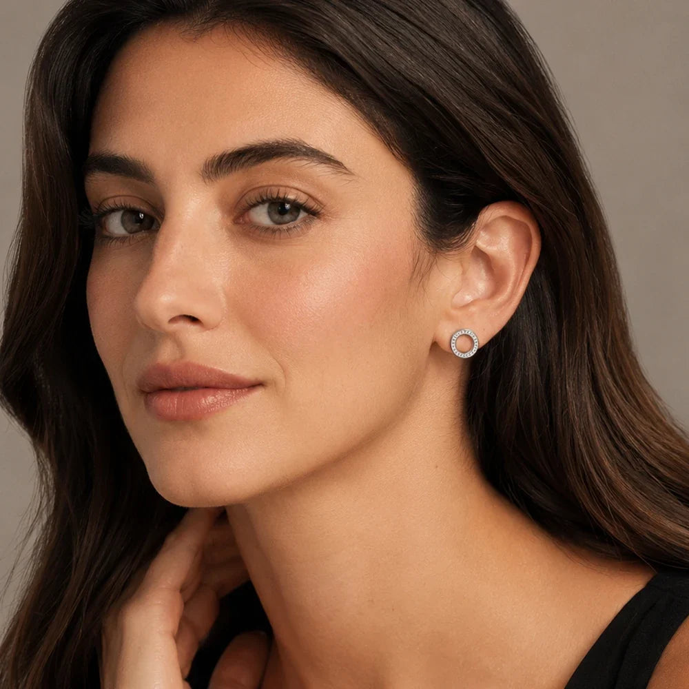Colorful Round Circle Stud Earrings | Bohemian 925 Sterling Silver Stud Earrings Qme