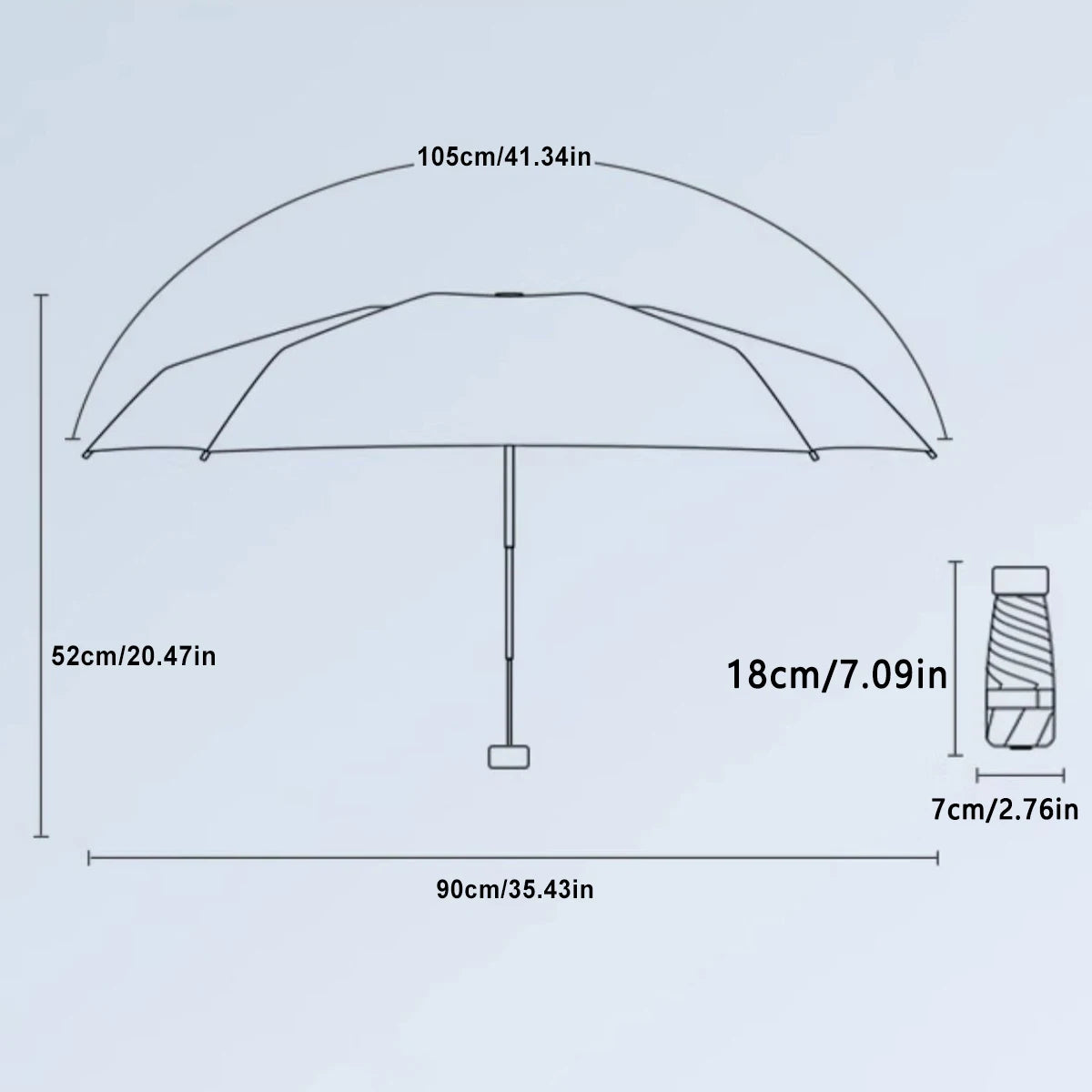Ultra-Light UV Protection Folding Umbrella – 190T Canopy Folding UV Umbrella Qst