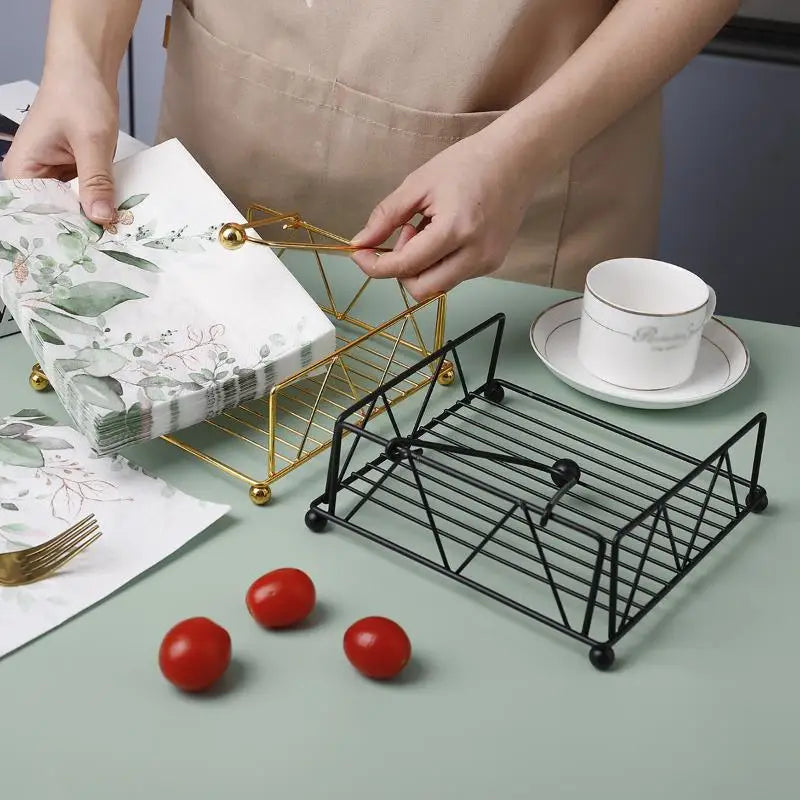 Square Metal Napkin Holder with Weighted Arm | Farmhouse Style Napkin Holder Qst