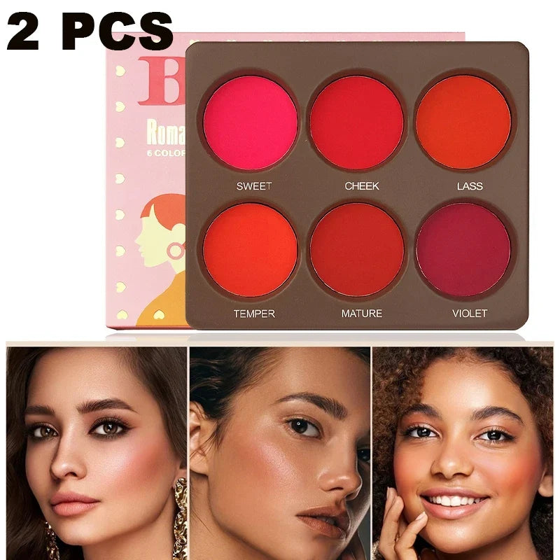 6-Color Waterproof Matte Blush Palette | Buildable Coverage Matte Blush Palette Qme 2 PCS