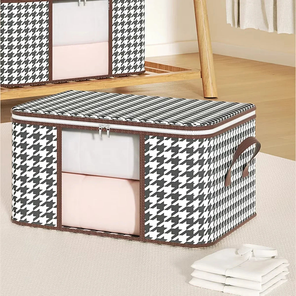 Large Foldable Clothes Storage Box – Visible Zipper & Handles Clothes Storage Box Qme