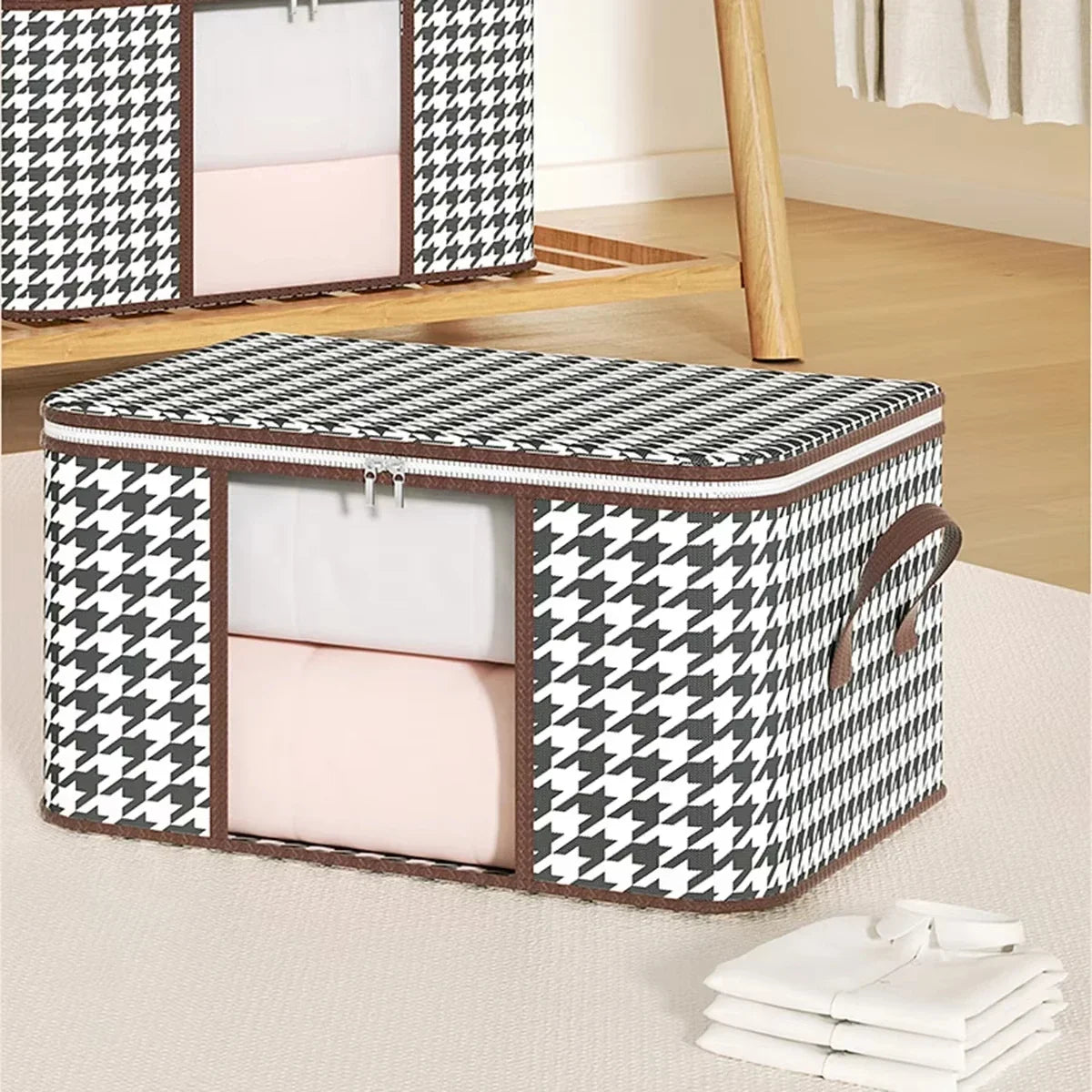 Large Foldable Clothes Storage Box – Visible Zipper & Handles Clothes Storage Box Qme