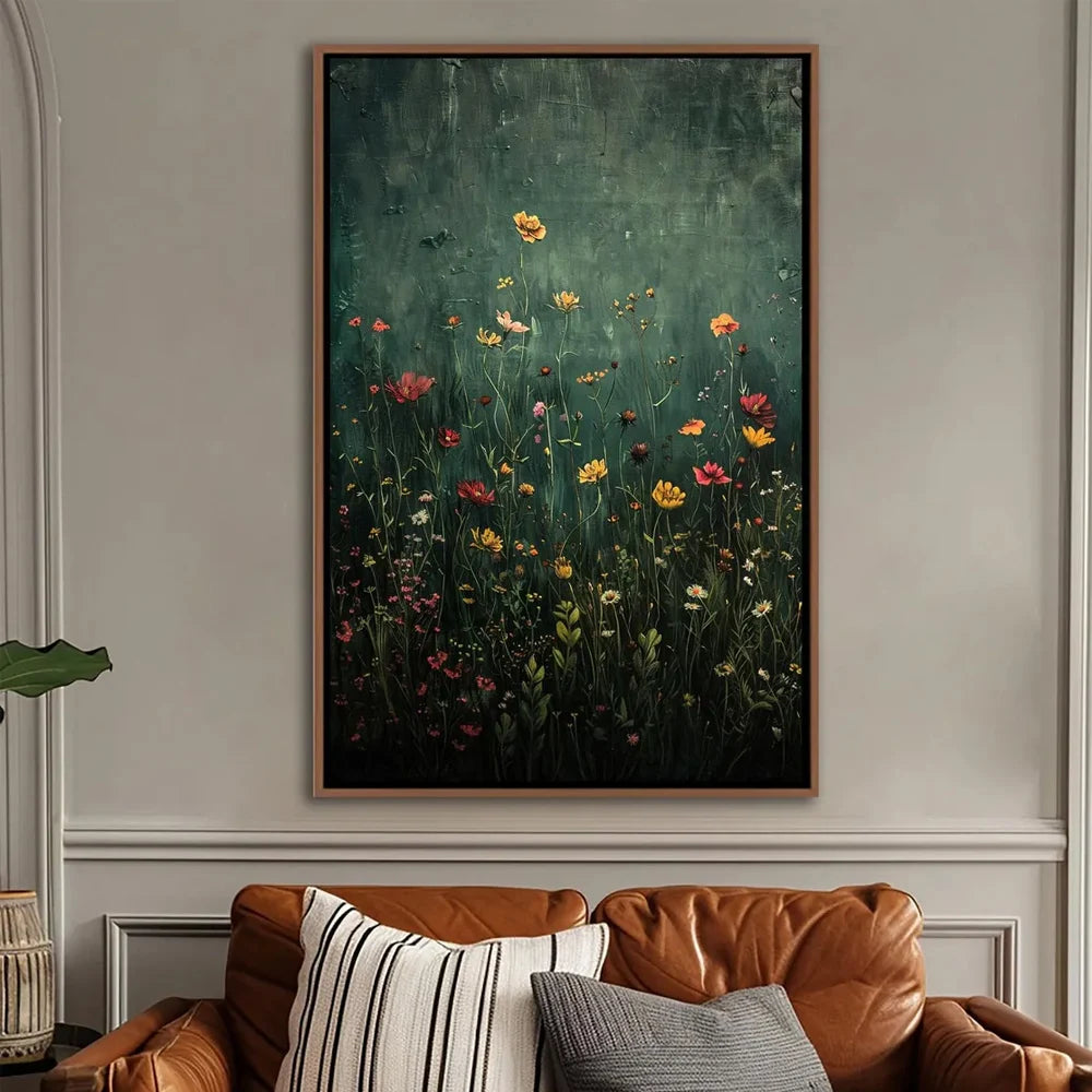 Wildflower Canvas Wall Art – Vintage Floral Farmhouse Decor Print Canvas Wall Art Qst