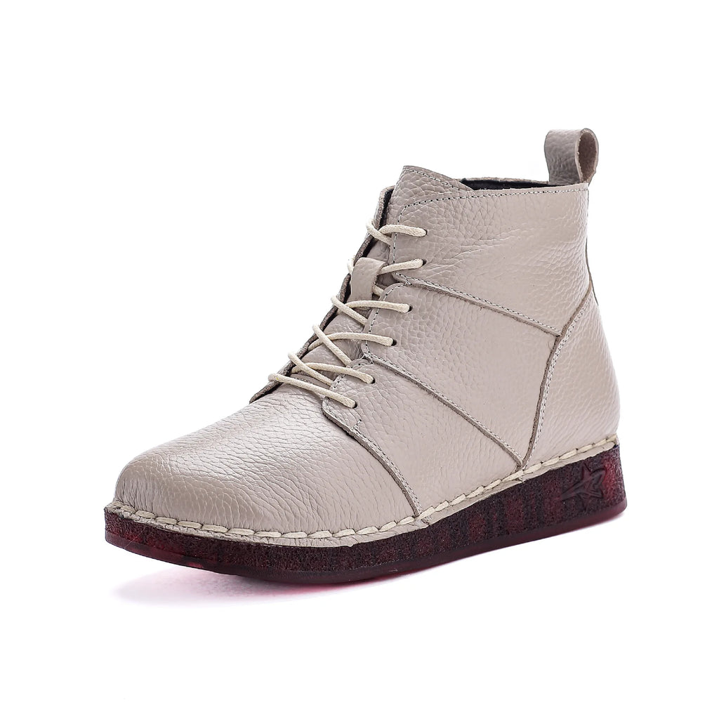 Women's Retro Genuine Leather Ankle Boots – Warm Plush Zip Women's Ankle Boots Qst