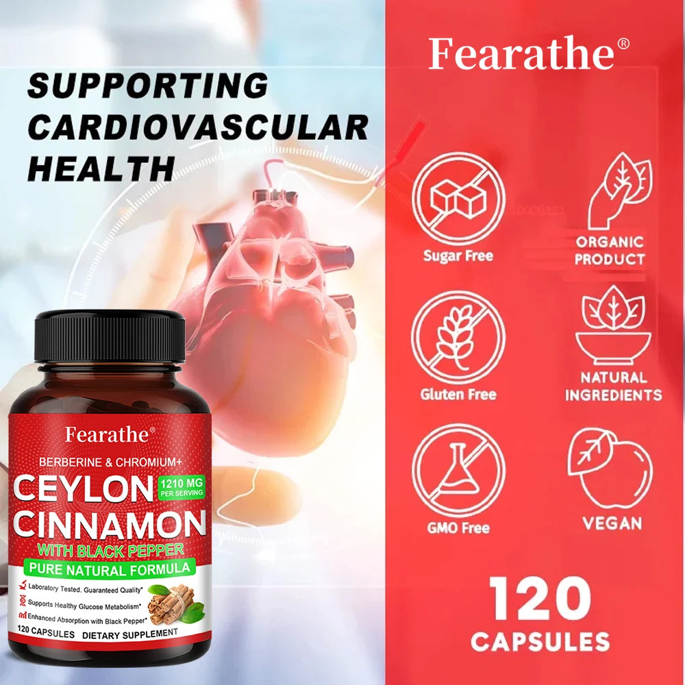 Berberine & Ceylon Cinnamon 1200mg Capsules – 120 Count Herbal Supplement Qst