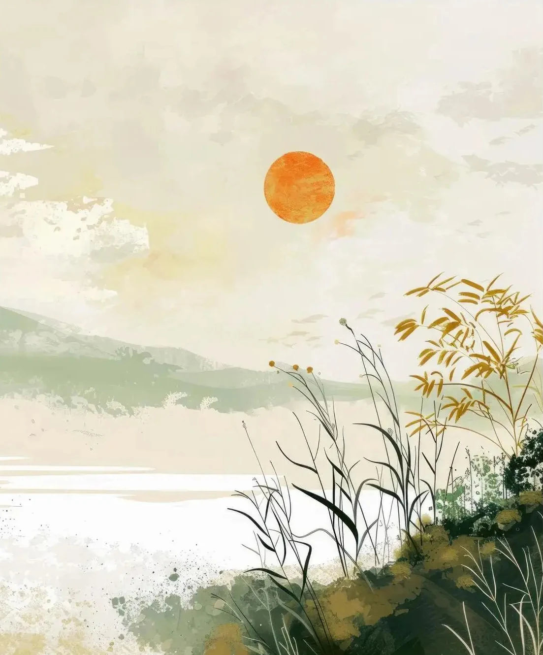 Zen Minimalist Landscape Canvas Print | Frameless Wall Art Canvas Wall Art Qst F 30X40cm No Framed