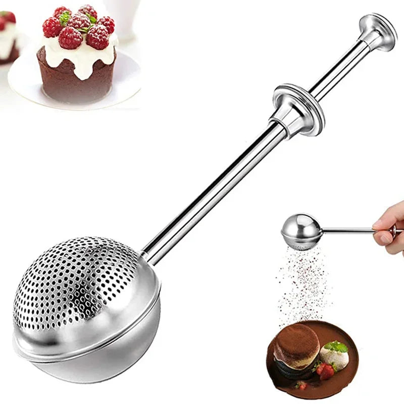 Stainless Steel Flour Sprinkler – One-Hand Spring Sifter Flour Sifter Qme