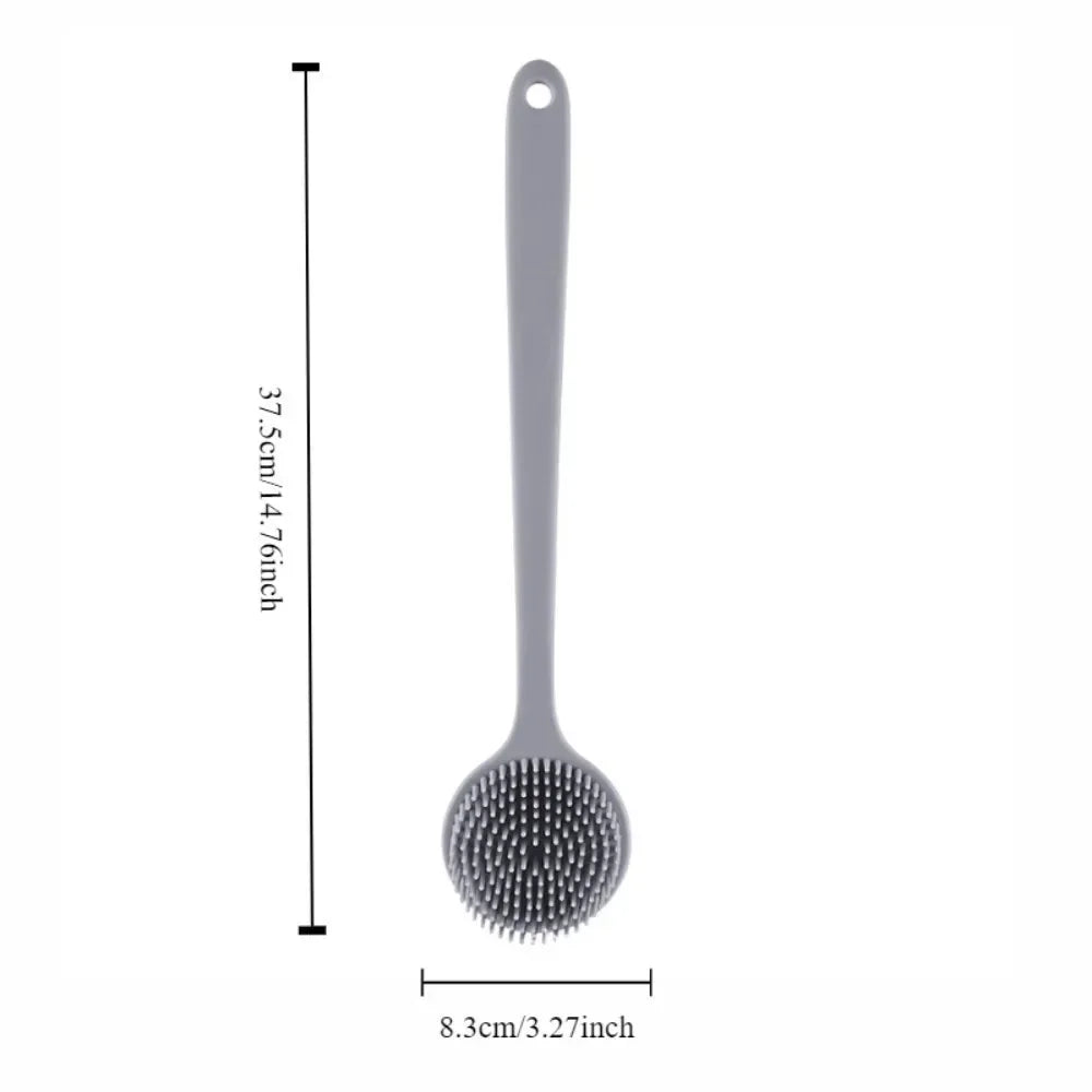 Double-Sided Silicone Back Scrubber Long Handle Bath Brush Silicone Bath Brush Qme