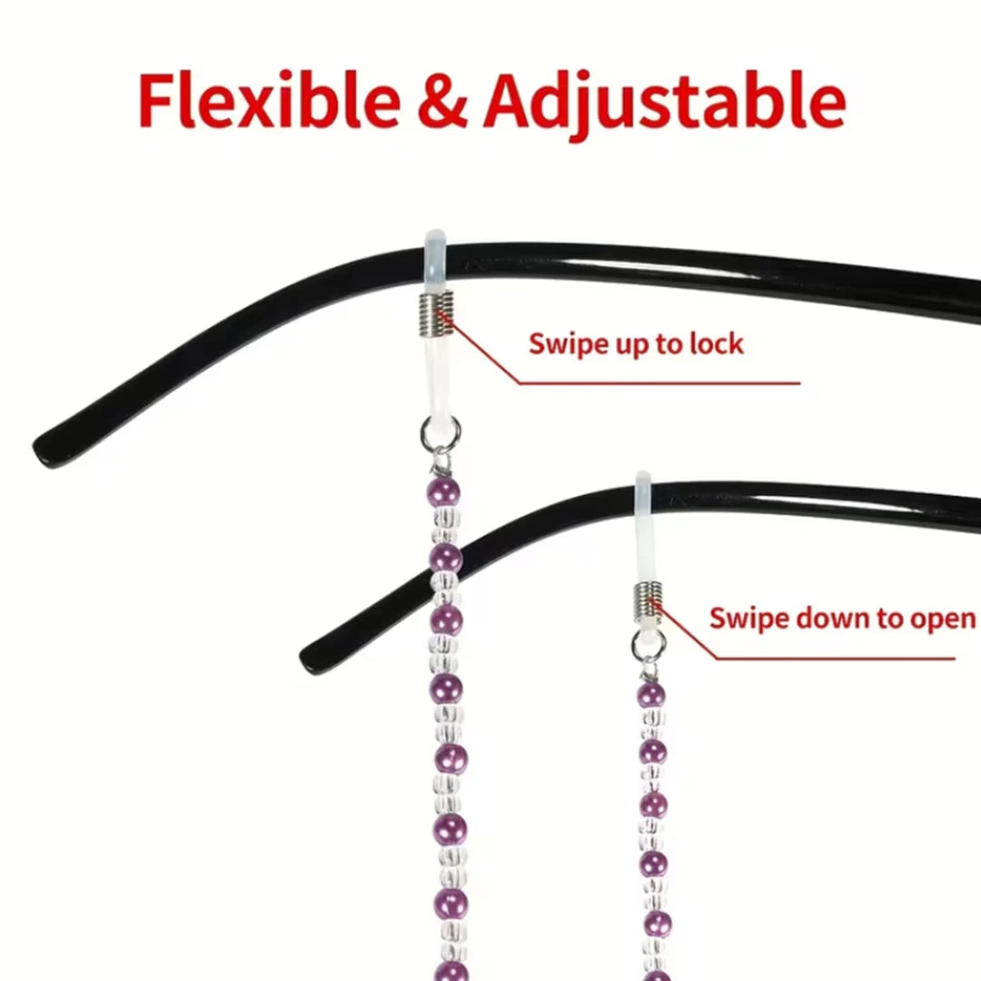 Pearl Beaded Eyeglass Chain Sunglass Holder Strap Lanyard Eyeglass Chain Lanyard Qst