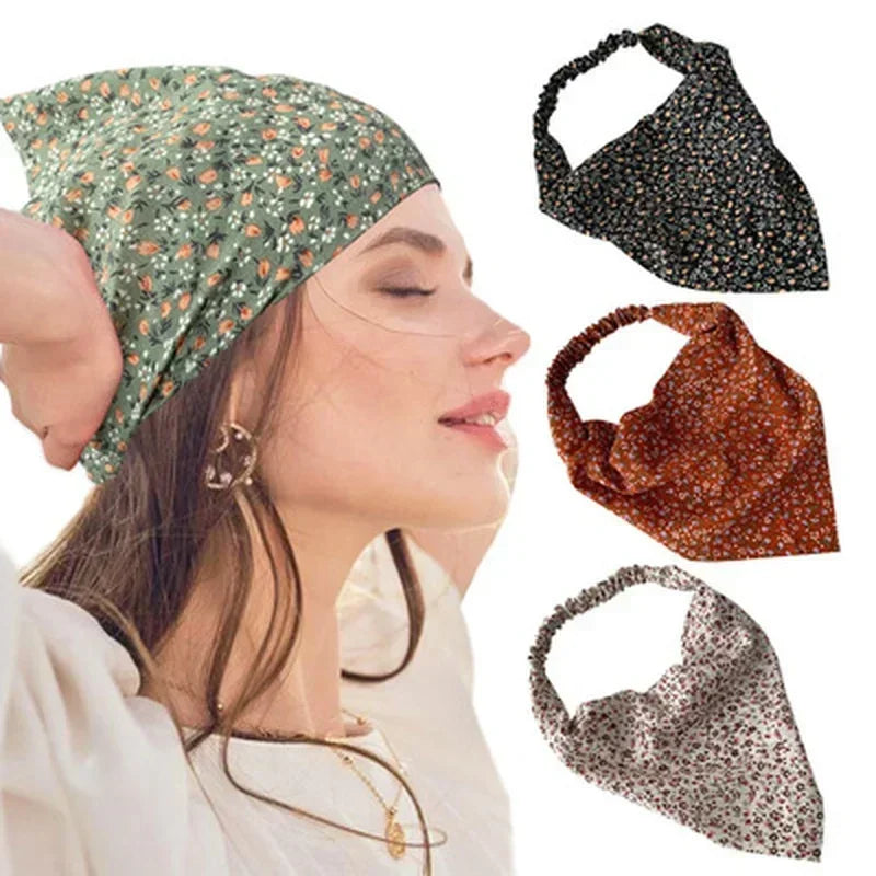 Floral Cotton Kerchief Headscarf – Triangle Head & Wrist Wrap Kerchief Head Wrap Qme