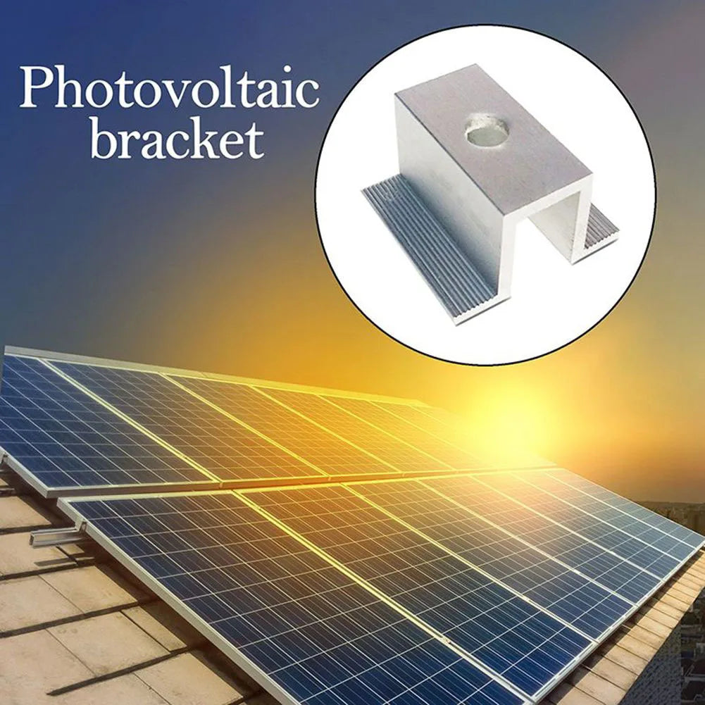 Solar Panel Middle Clamp Aluminum Alloy PV Mount 25–50mm 10pcs Solar Panel Clamp Qme