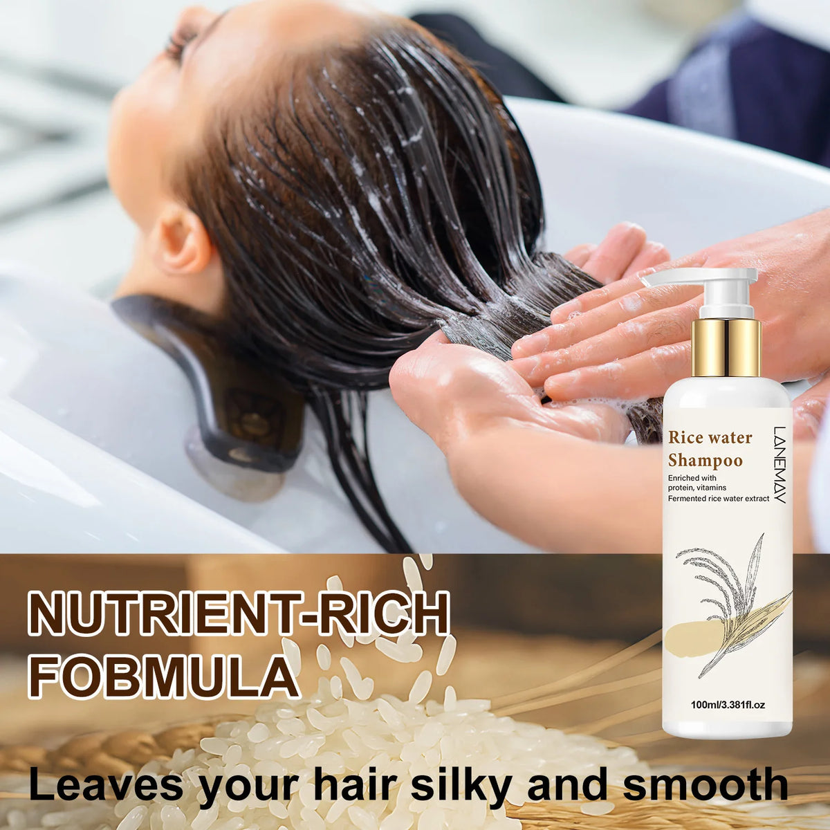 Lanemay Rice Water Shampoo – Hydrating & Softening 100ml Rice Water Shampoo Qst