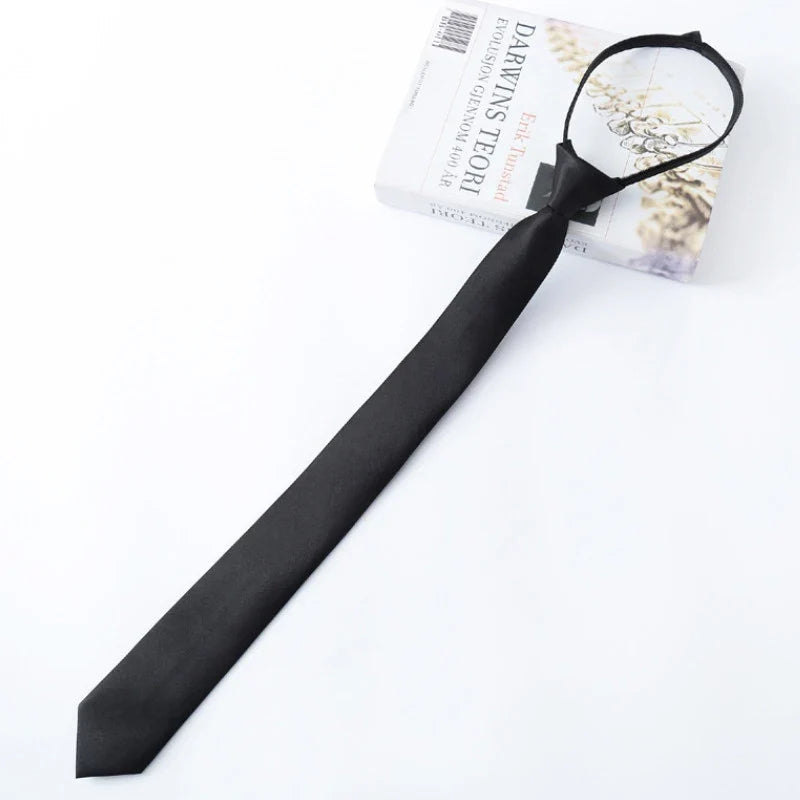 Unisex Zipper Slim Necktie – Retro Silky Narrow Tie | 4 Colors Zipper Slim Necktie Qme