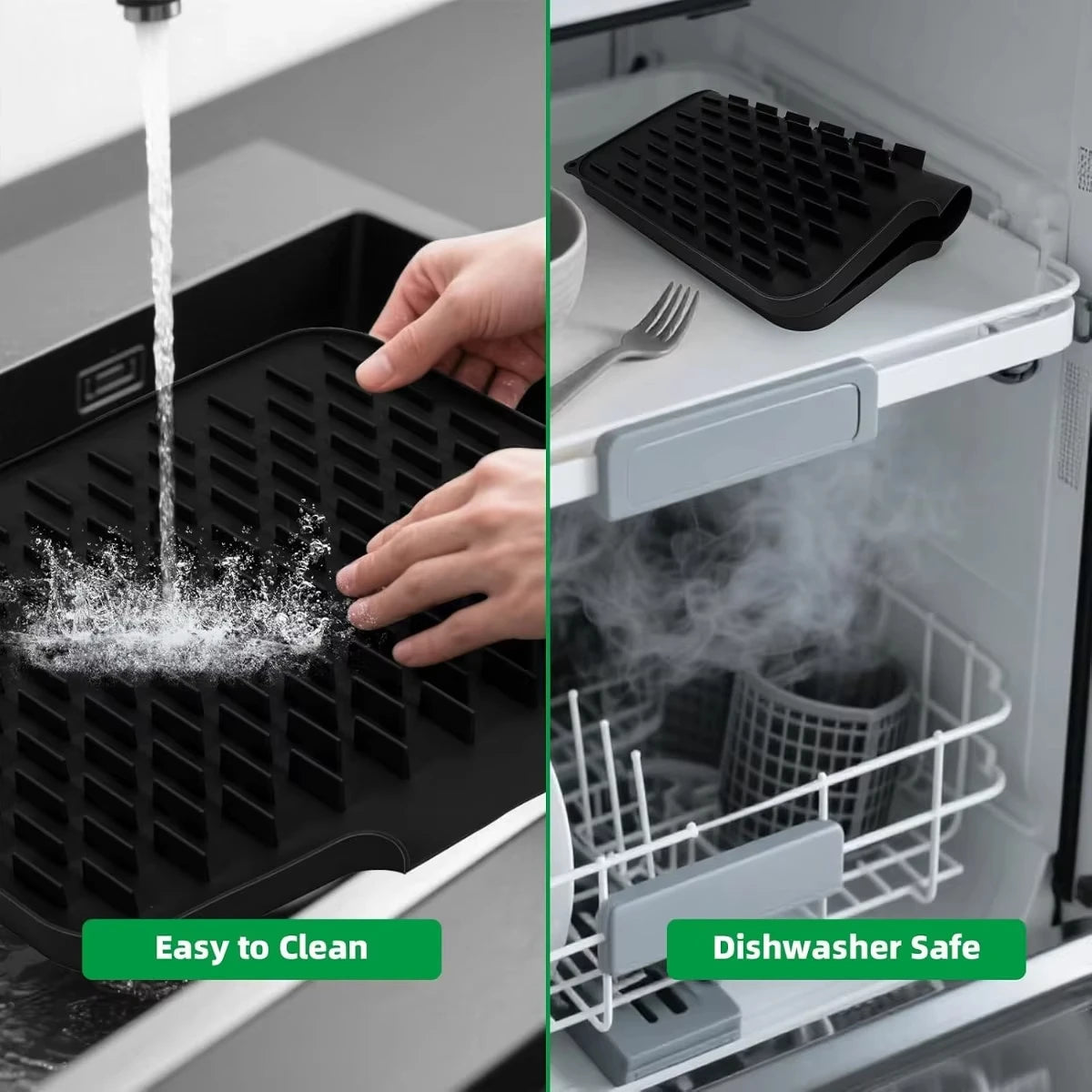 Silicone Kitchen Drain Mat – Anti-Slip Heat-Resistant Drying Pad Kitchen Drain Mat Qst