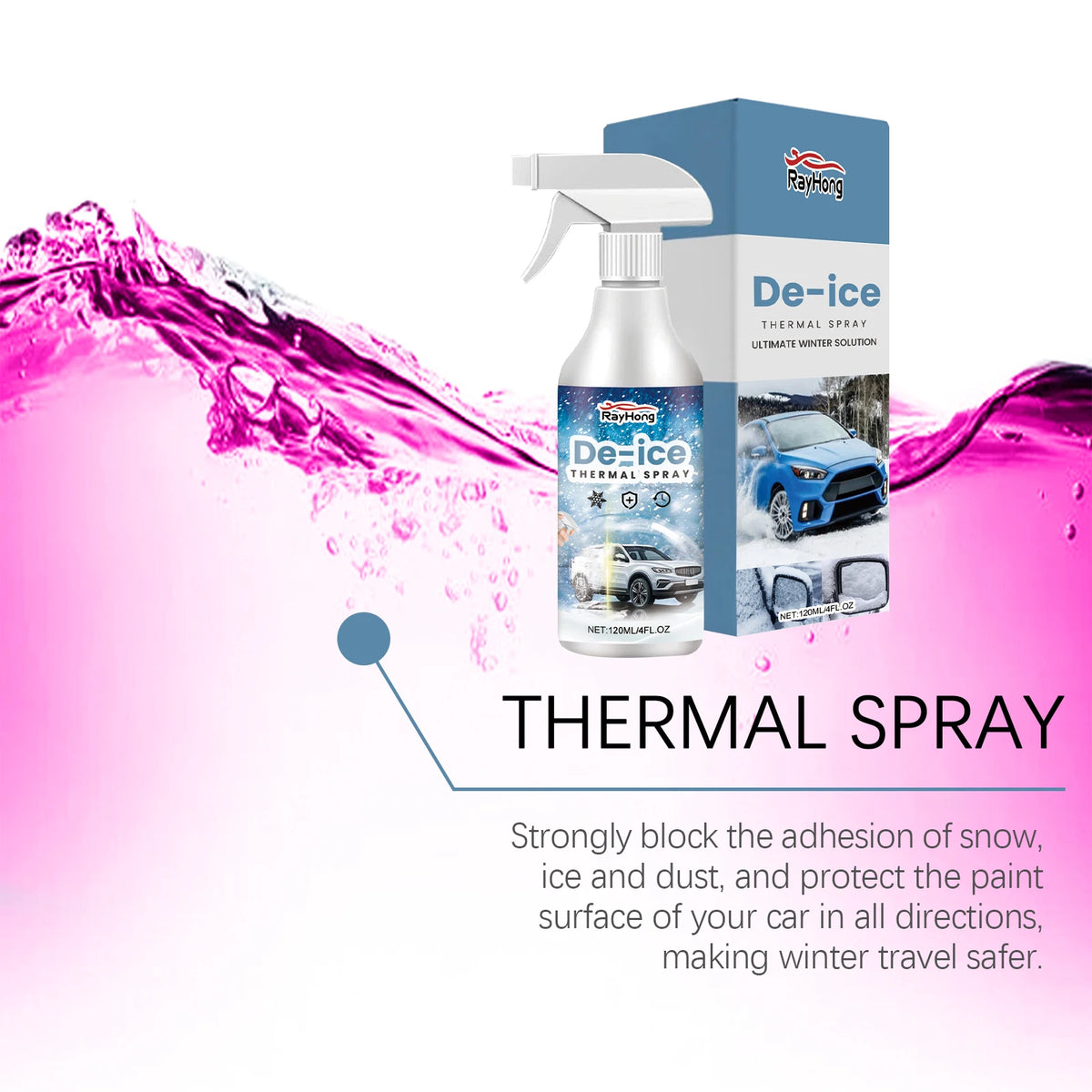 Rayhong 120ml Car De-Icer Spray – Fast Windshield Ice Melt Car De-Icer Spray Qst