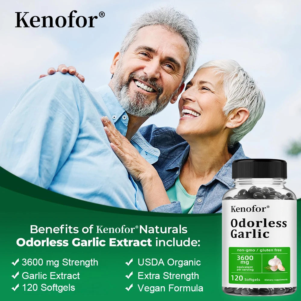 Odorless Garlic Capsules 3600mg – Antioxidant & Immune Support Herbal Supplement Qst