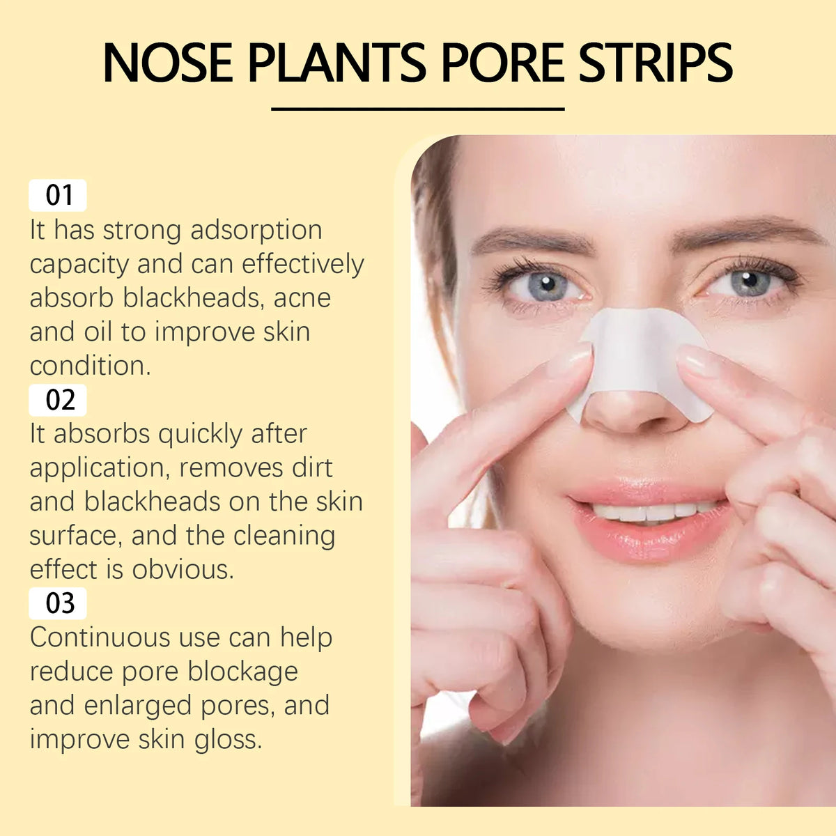 Eelhoe Blackhead Nose Strips Peel-Off T-Zone Mask 60pc Nose Pore Strips Qst