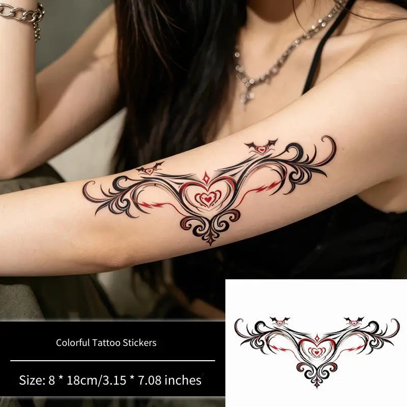 Love Heart Succubus Temporary Tattoo Sticker – Waterproof Temporary Tattoo Sticker Qme