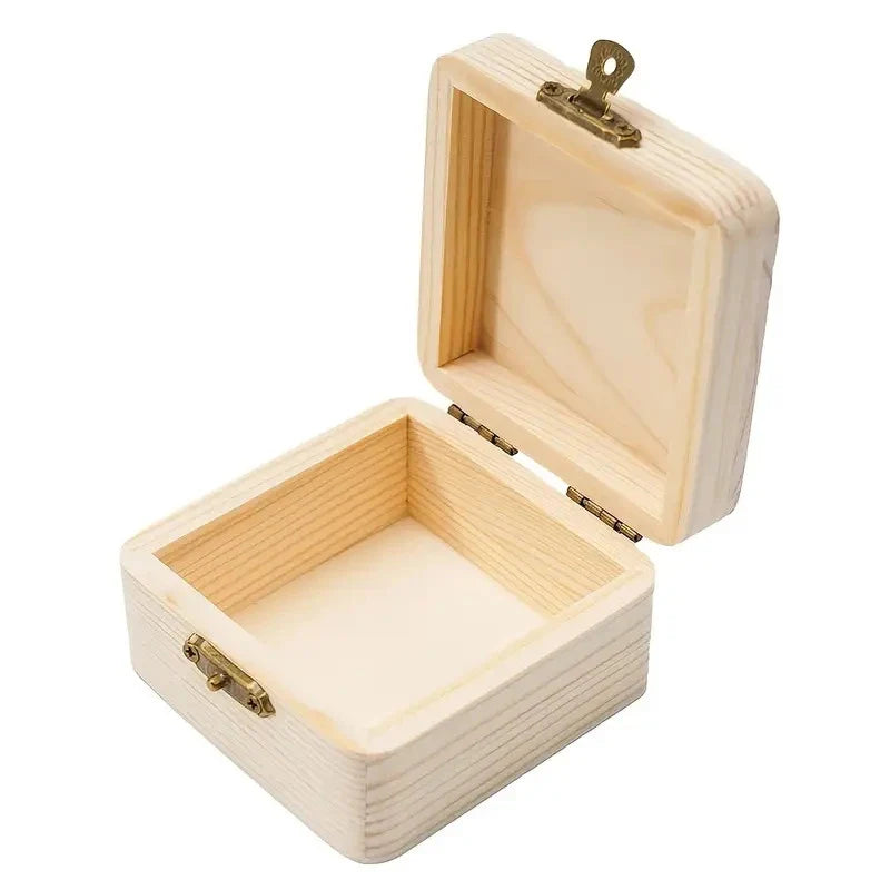 Natural Wooden Storage Box 8x8cm | Home Organizer & Gift Box Wooden Storage Box Qme