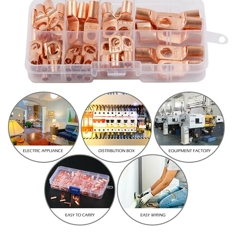 SC6-25 Ring Crimp Terminal Connector – Pure Copper Wire Lug Crimp Ring Terminal Qme
