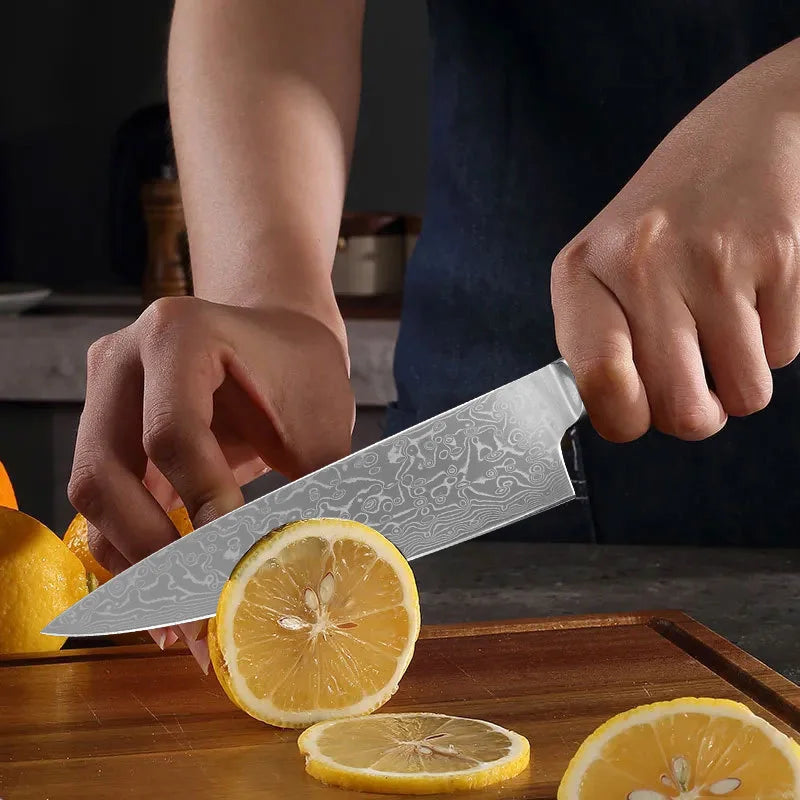 InLeung Damascus Steel Slicing Knife – Ultra Sharp Kitchen Knife Damascus Kitchen Knife Qst