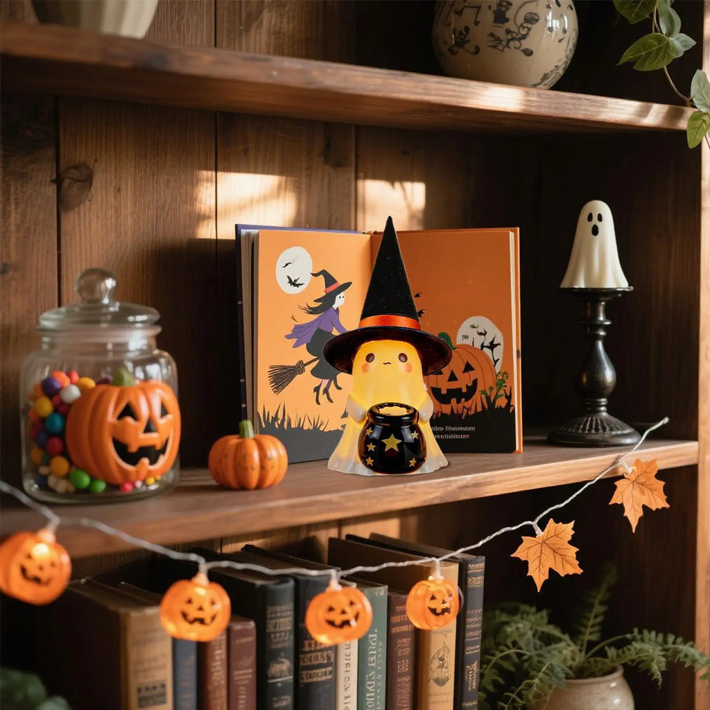 LED Light-Up Ghost Halloween Resin Decoration | Spooky Statue Halloween LED Statue Qme