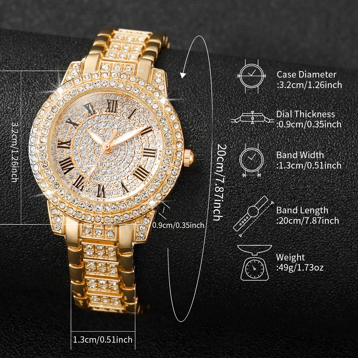 Luxury Ladies Diamond Studded Full Steel Chain Watch | 2 Colors Ladies Fashion Watch Qme