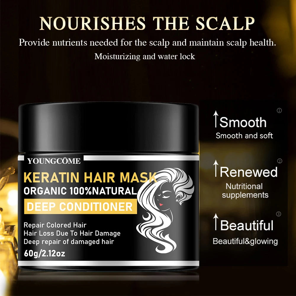 YOUNGCOME Keratin Hair Mask – Smoothing & Frizz Control Treatment Keratin Hair Mask Qst