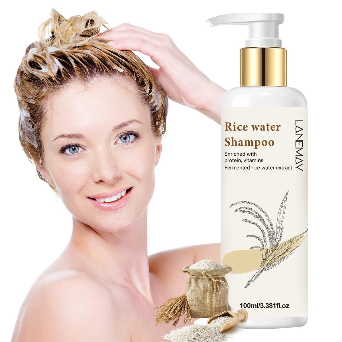 Lanemay Rice Water Shampoo – Hydrating & Softening 100ml Rice Water Shampoo Qst