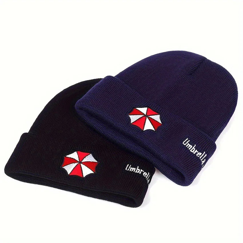 Knitted Beanie Cap – Embroidered Folded Brim Winter Ski Hat Knitted Beanie Hat Qst