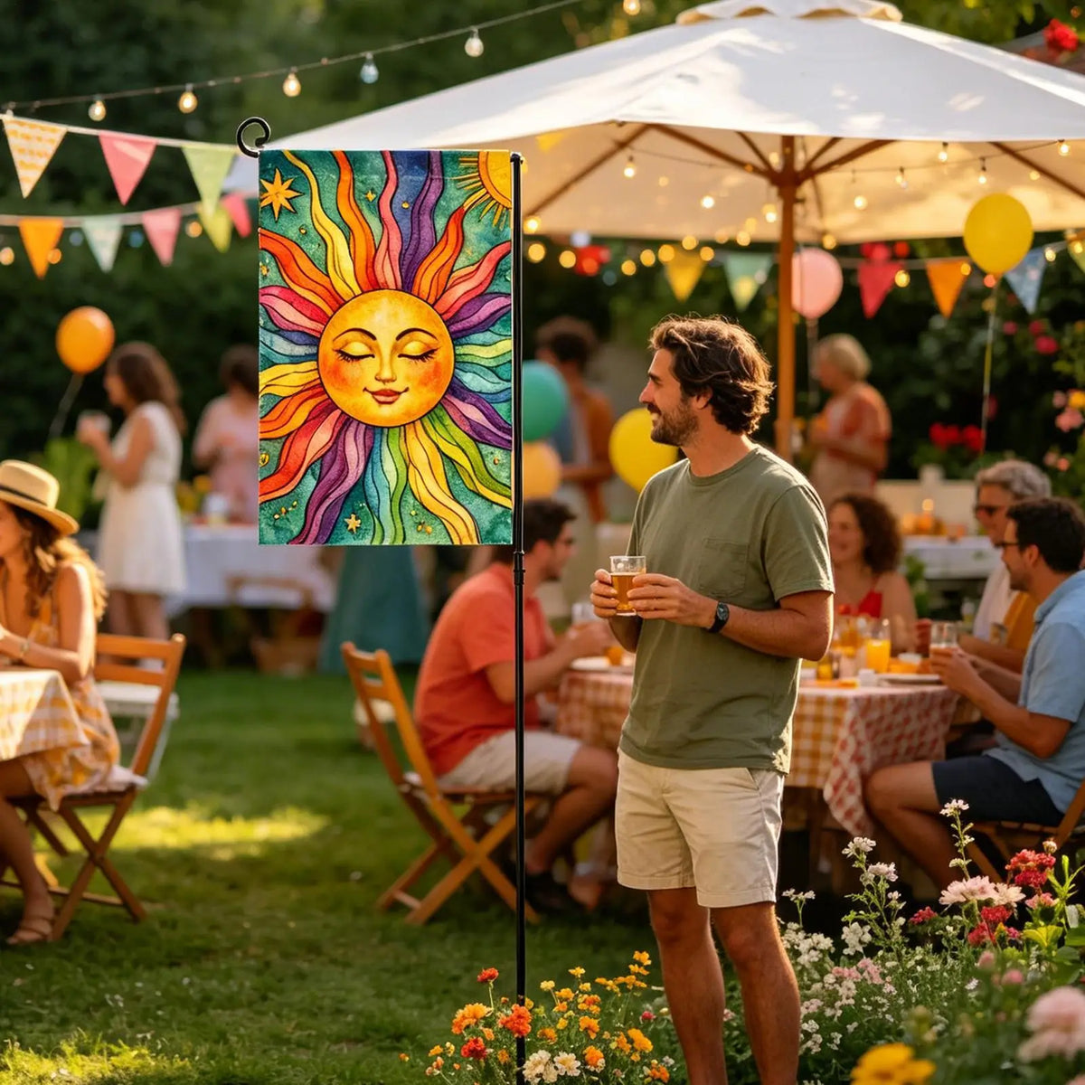 Sun Face Garden Flag 12x18 In Double Sided Summer Banner Garden Flag Qme China Mainland