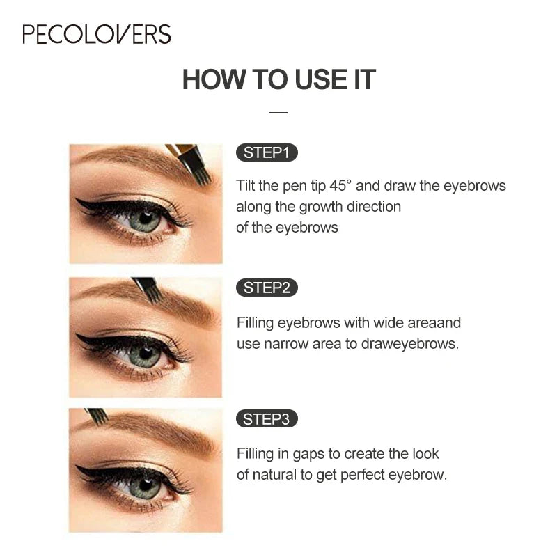 4-Fork Waterproof Eyebrow Pencil | 3D Long-Lasting Natural Brows Liquid Eyebrow Pencil Qme