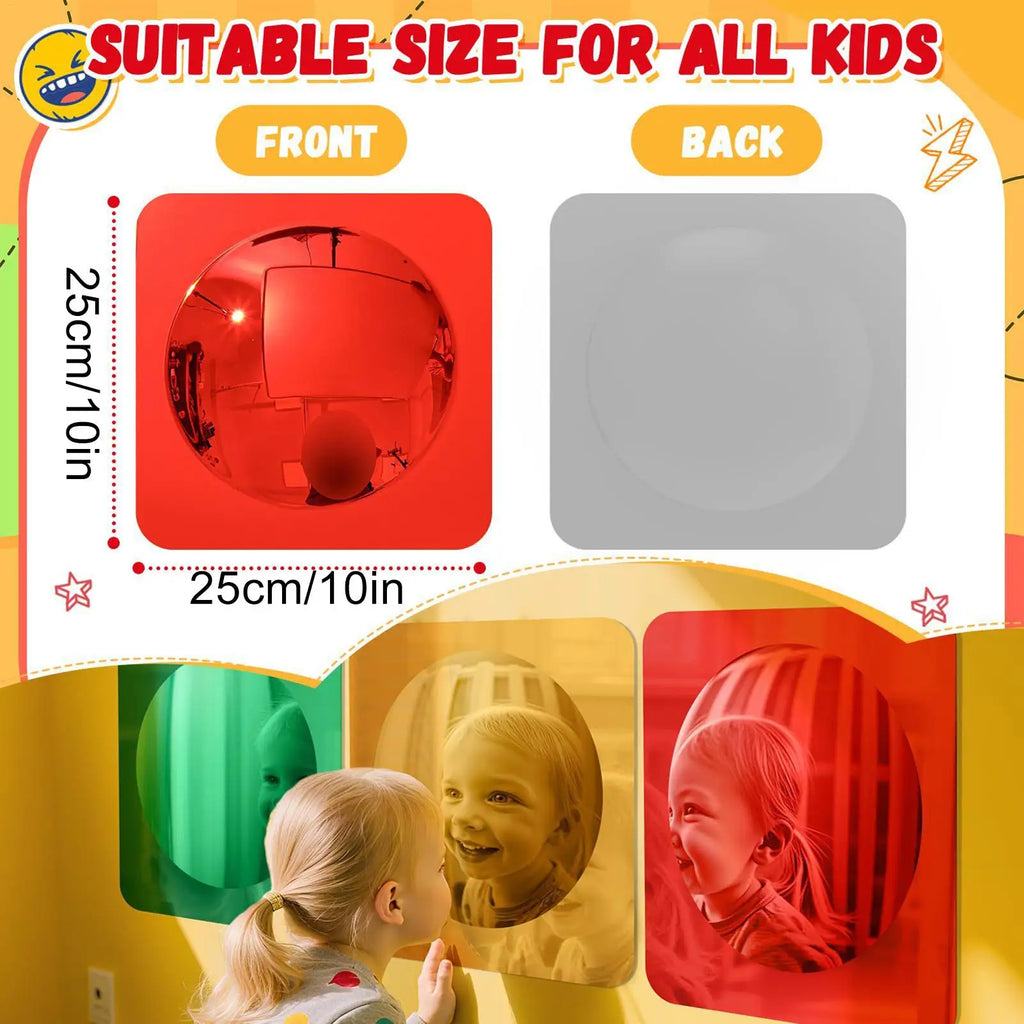 Kids Acrylic Sensory Mirror Set – 3-Piece Toddler Interactive Toy Sensory Mirror Set Qme