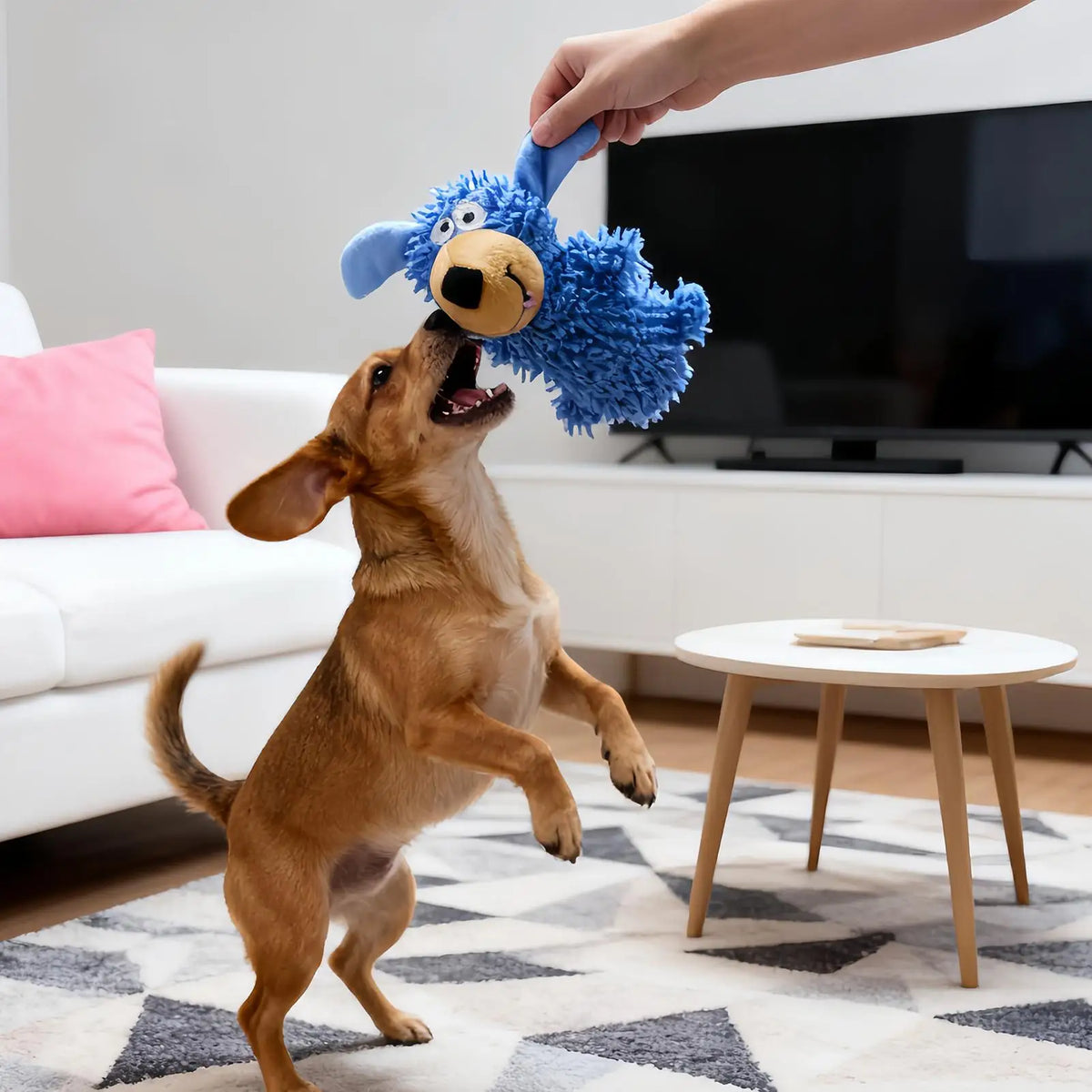 Squeaky Stuffed Dog Toy – Interactive Fleece Chew & Teeth Cleaner Dog Squeaky Toy Qme