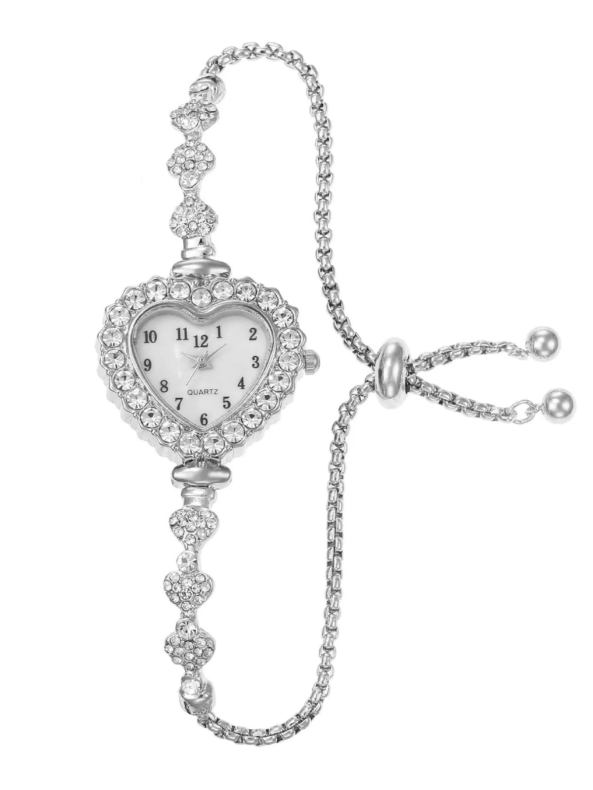 Heart-Shaped Diamond Floral Ladies' Watch | Fine Strap Ladies Fashion Watch Qme