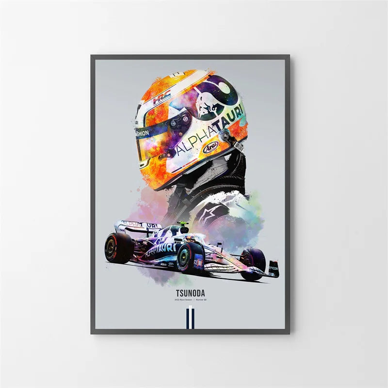 Watercolor F1 Racing Driver Helmet Canvas Print Wall Art Canvas Wall Art Qst