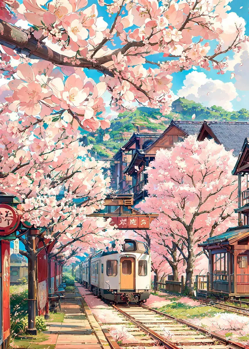 Japanese Cherry Blossom Mount Fuji Canvas Wall Art Print Canvas Wall Art Qst