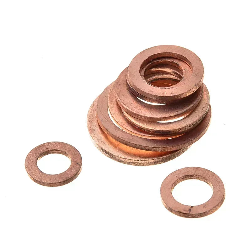 Copper Washer Kit M4–M14 | 100-Piece Seal Assortment Box Washer Assortment Kit Qme