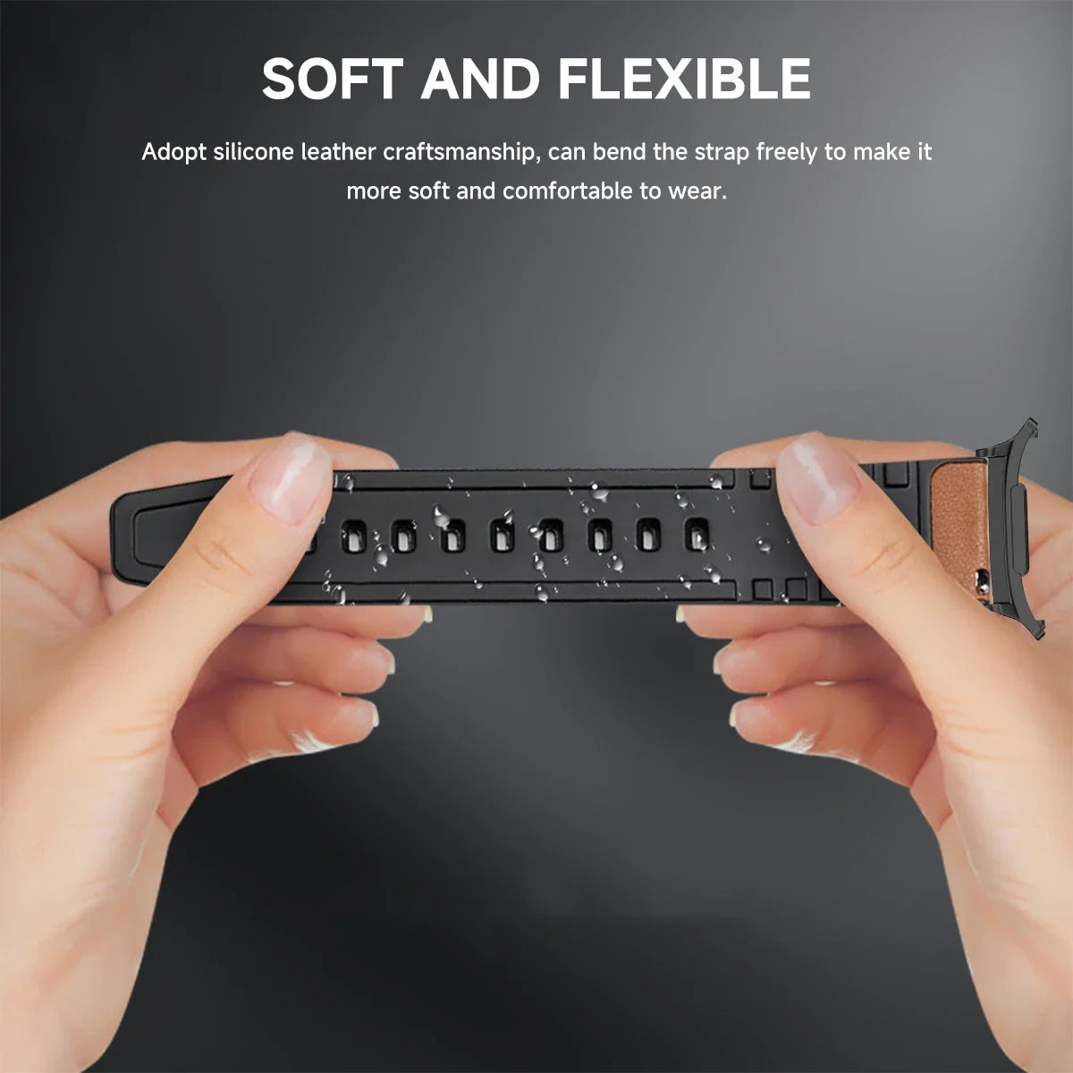 Leather Silicone Hybrid Strap – Samsung Galaxy Watch 7 Ultra Smartwatch Band Qme